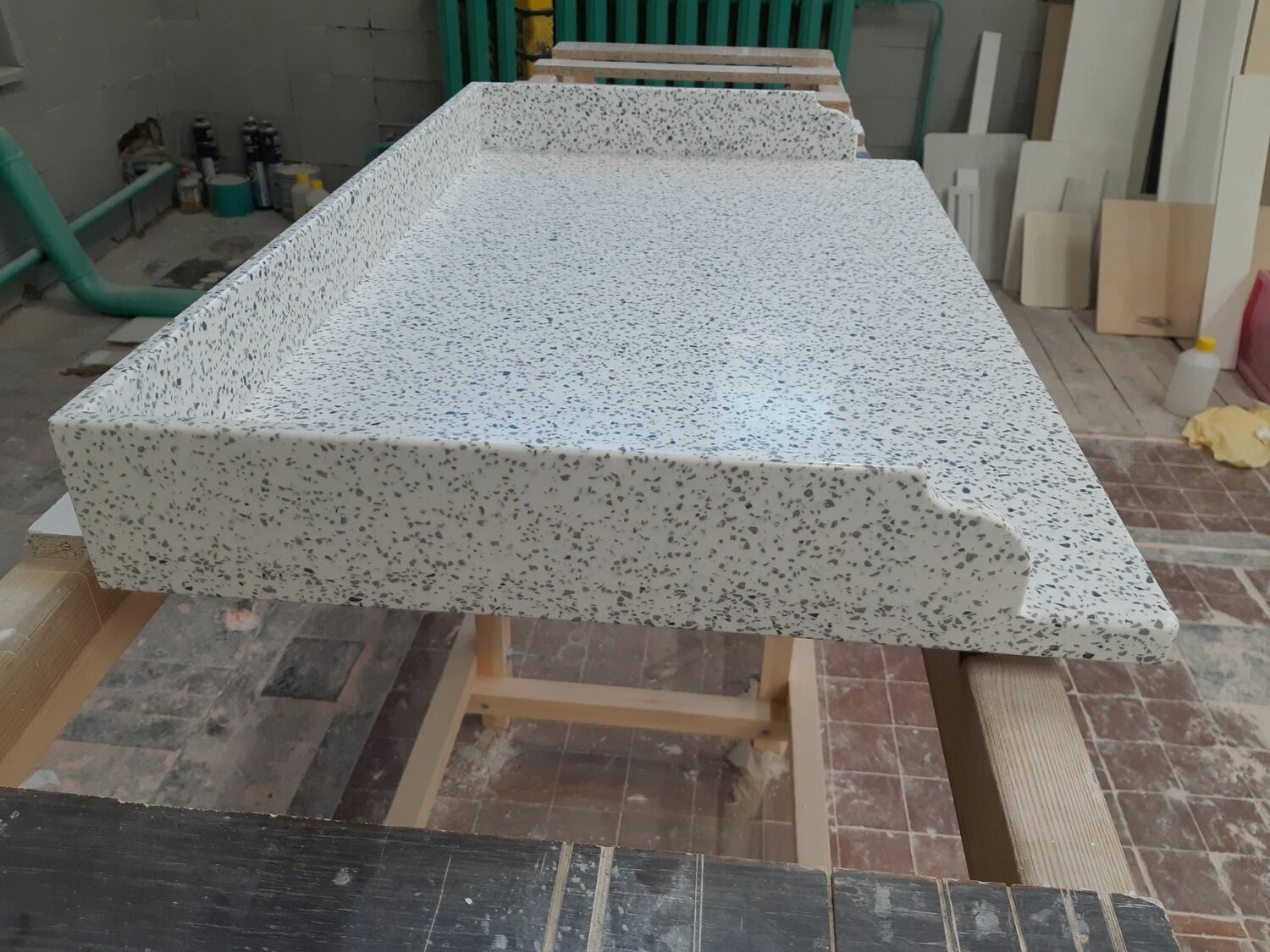 Столешница grandex terrazzo Bianco j-510